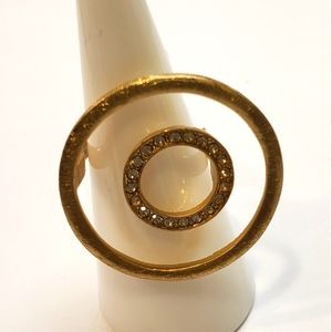 Zinc Alloy Geometric Ring. Goldtone with small Rhinestones. Elizabeth Lang NWT